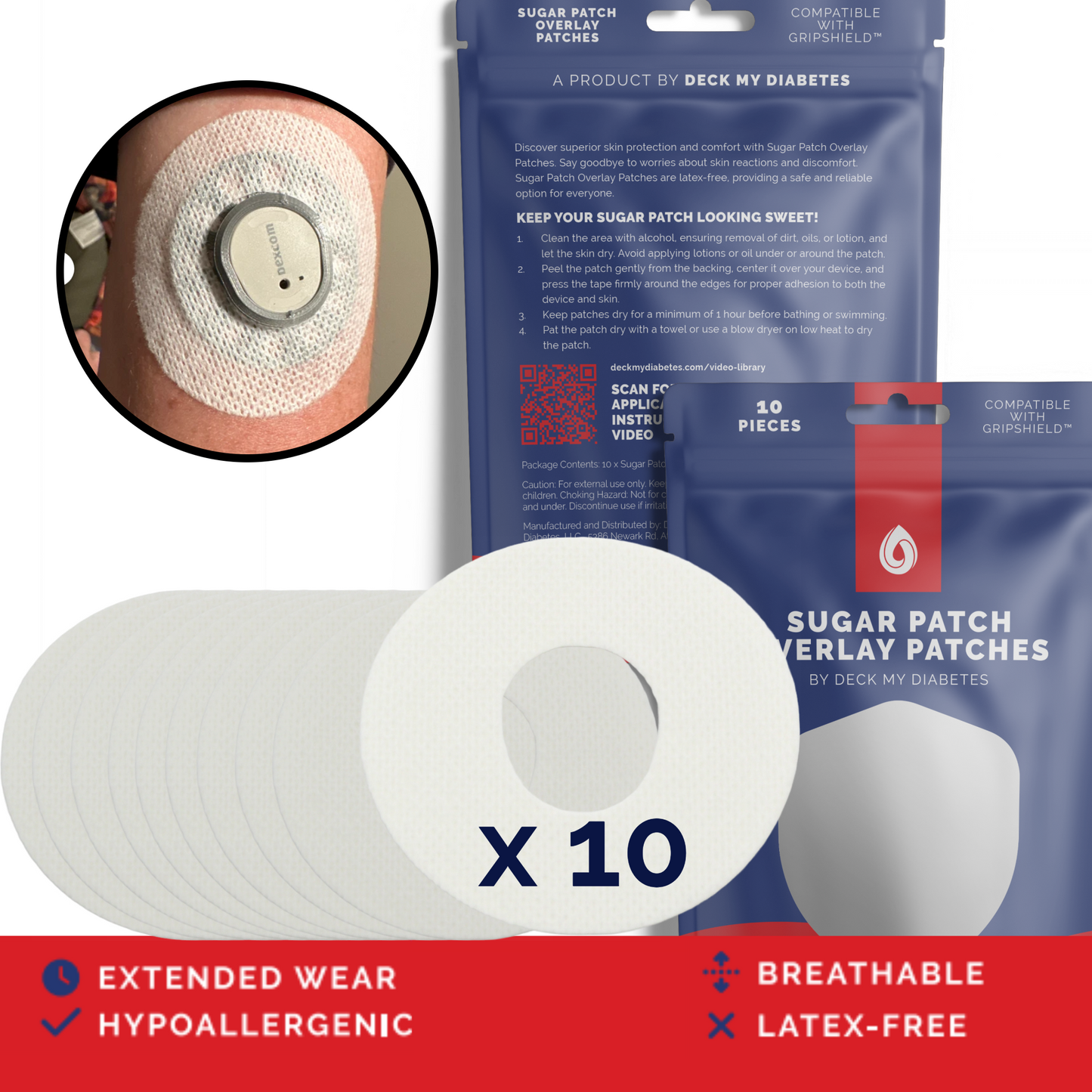 10 Pack- Overlay Patches Compatible with Dexcom G7™ | Waterproof & Hypoallergenic