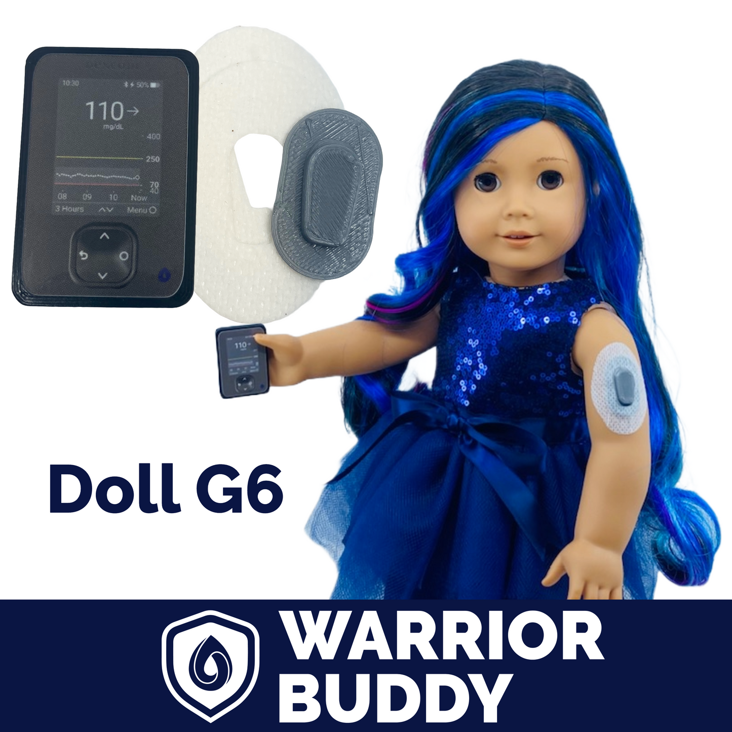 WarriorBuddy™ 'Dexcom G6®' Toy for 18" Dolls and Plush Toys | Handcrafted T1D CGM Accessory