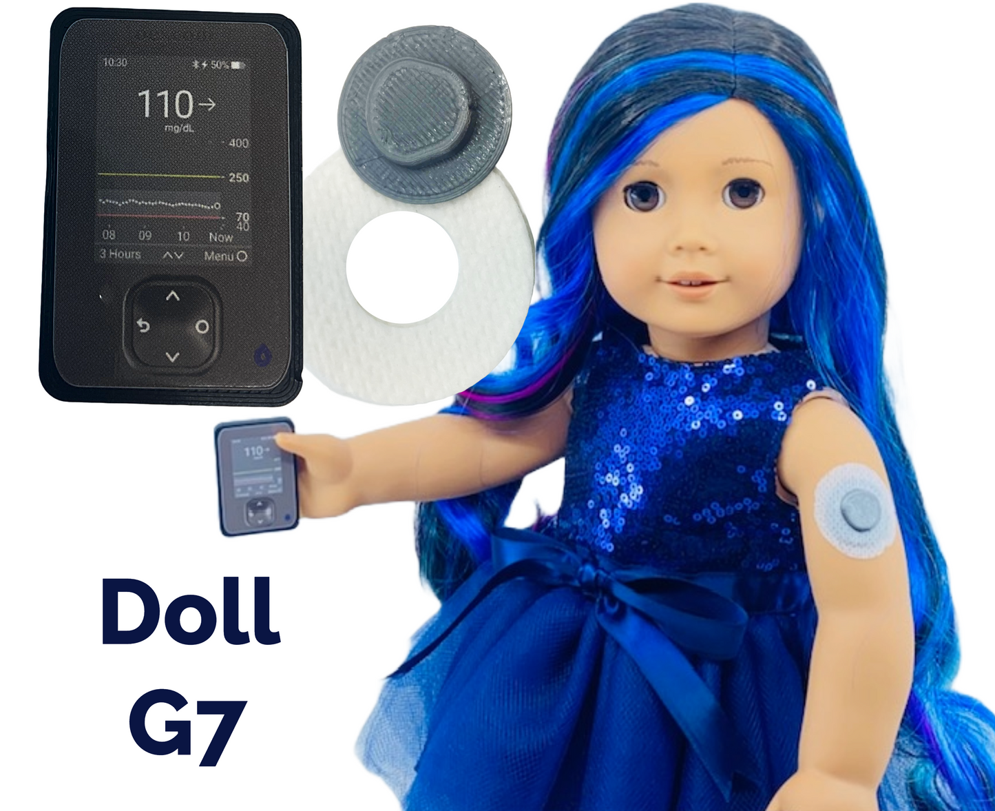 WarriorBuddy™ 'Dexcom G7™' Toy for 18" Dolls and Plush Toys | Handcrafted T1D CGM Accessory
