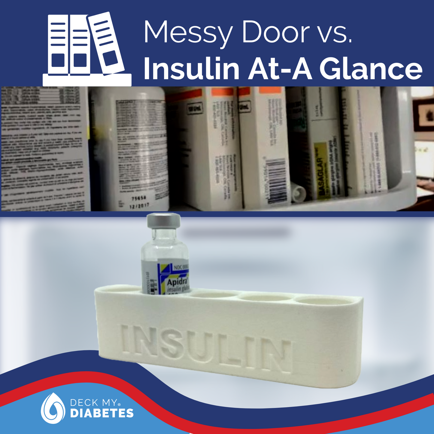 10mL Tall Wall-Mount Insulin Caddy – Holds 5 Vials | Refrigerator Organizer Compatible With Aprida® Lantus®