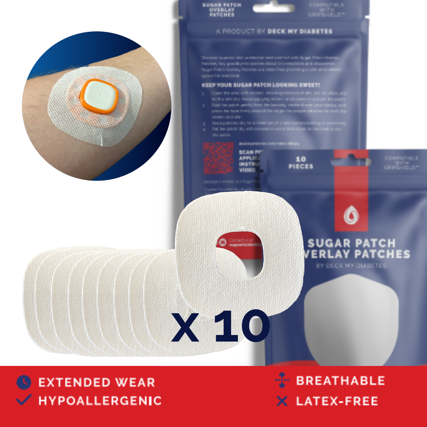 10 Pack- Overlay Patches Compatible with GripShield® for Medtronic Simplera™ | Waterproof & Hypoallergenic (Copy)