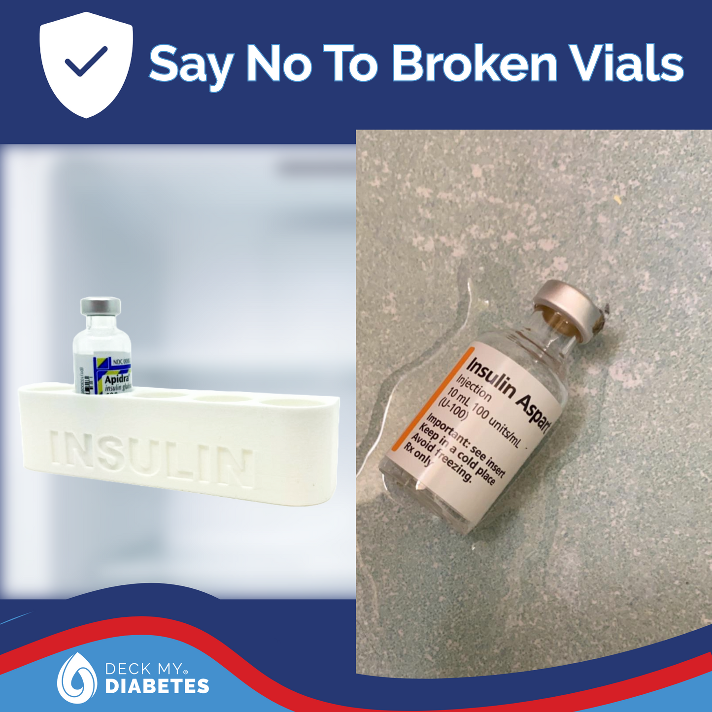 10mL Tall Wall-Mount Insulin Caddy – Holds 5 Vials | Refrigerator Organizer Compatible With Aprida® Lantus®